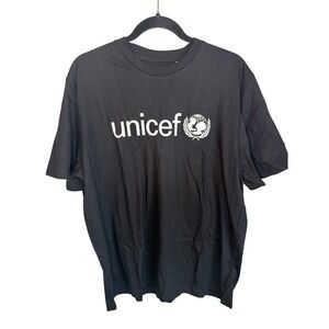 UNICEF Graphic Logo T-Shirt Mens XL Black Short Sleeve 100% Cotton Crewneck